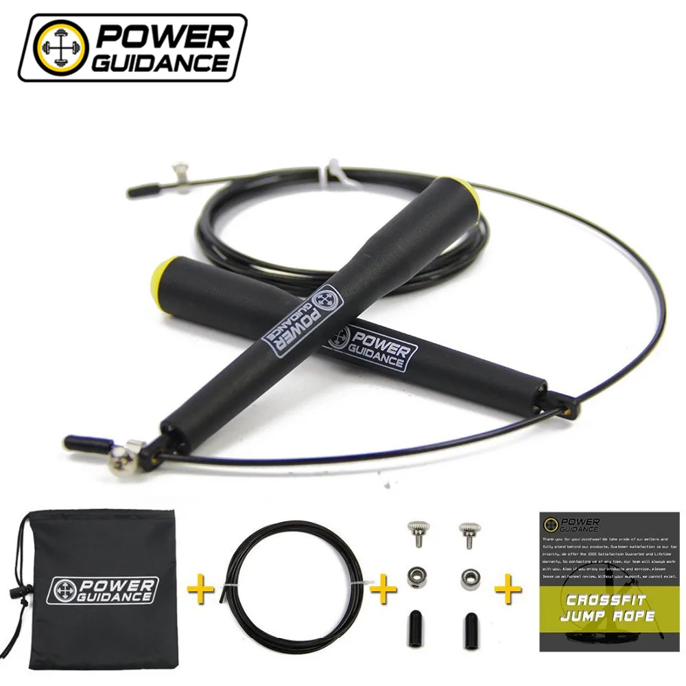 Power Guidance скоростная Скакалка для фитнеса, 3 м, провод, для тренировок в тренажерном зале, скакание, спортивные упражнения, регулируемые веревки, HIIT WOD тренировки, Сумка