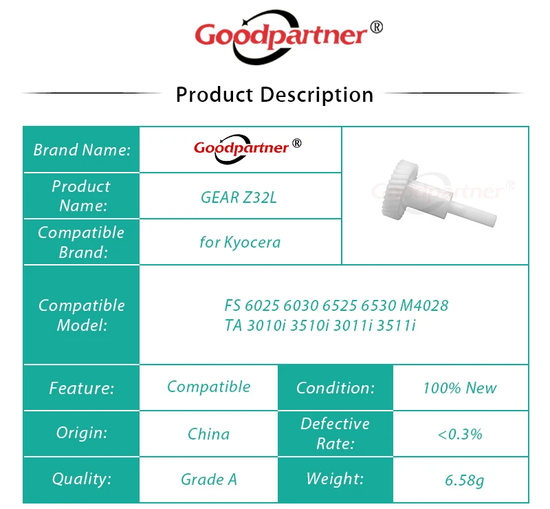 5 шт. DR 475 Fuser Drive GEAR Z32L для Kyocera FS 6025 6030 6525 6530 M4028 M4028idn TASKalfa TA 3010i 3510i 3011i 3511i|Детали