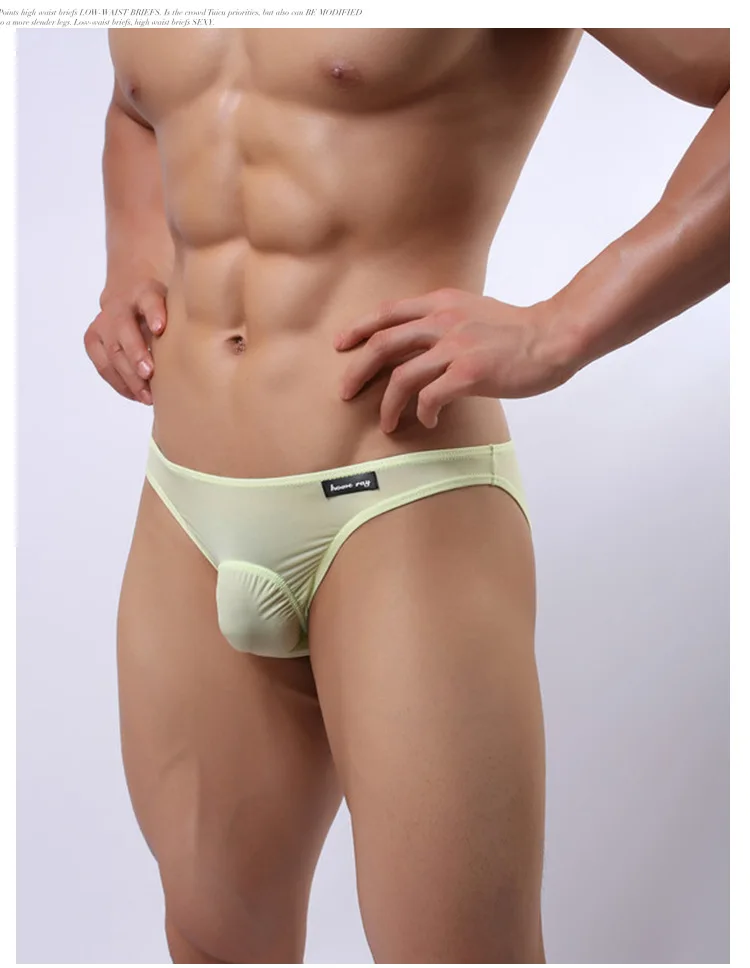 

High quality Men's sexy underwearMen Sexy comfortable briefs ultrathin Refreshing ice silk sexy solid underwear 2019 New