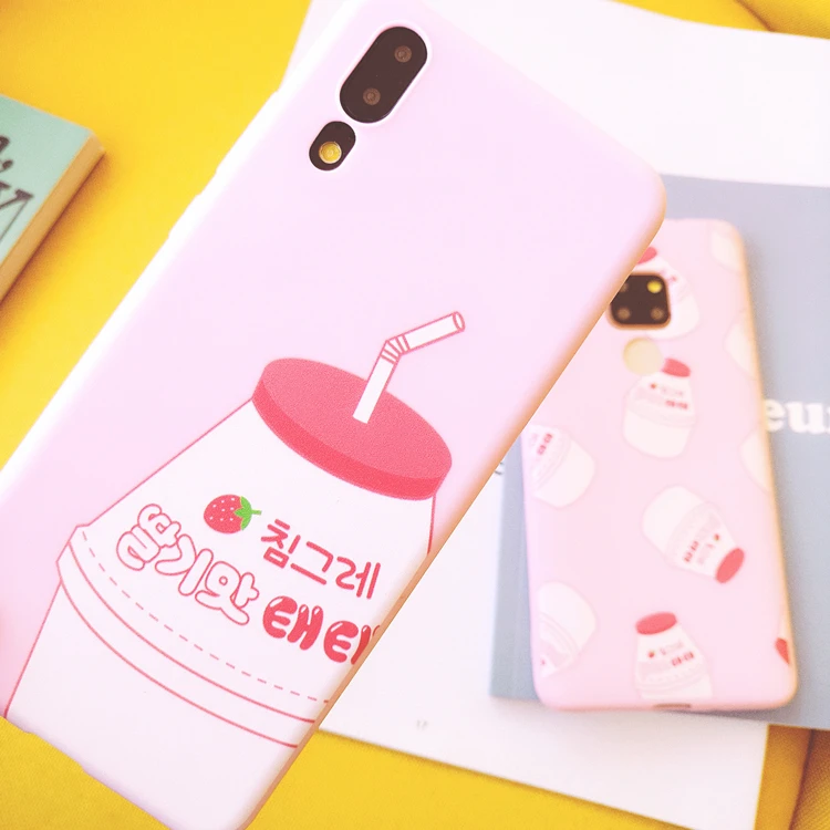 SAM S10 plus Pink girl Case cute Strawberry cover For Samsung S9 S8 / Note 8 /9 cartoon silicone soft Back Cover+Ring |