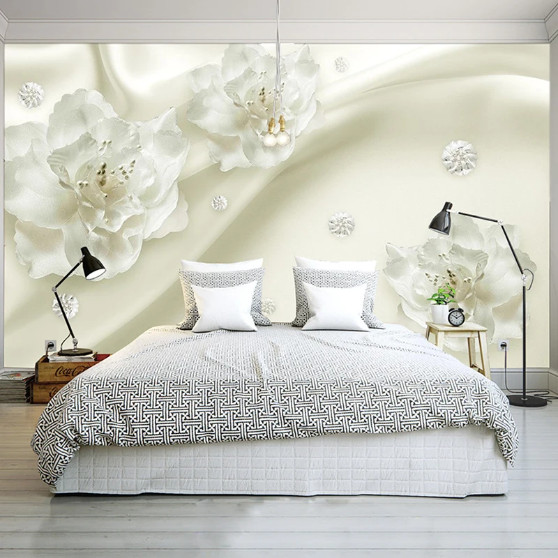 Фотообои на заказ 3D настенные наклейки эстетические светлые роскошные цветы в