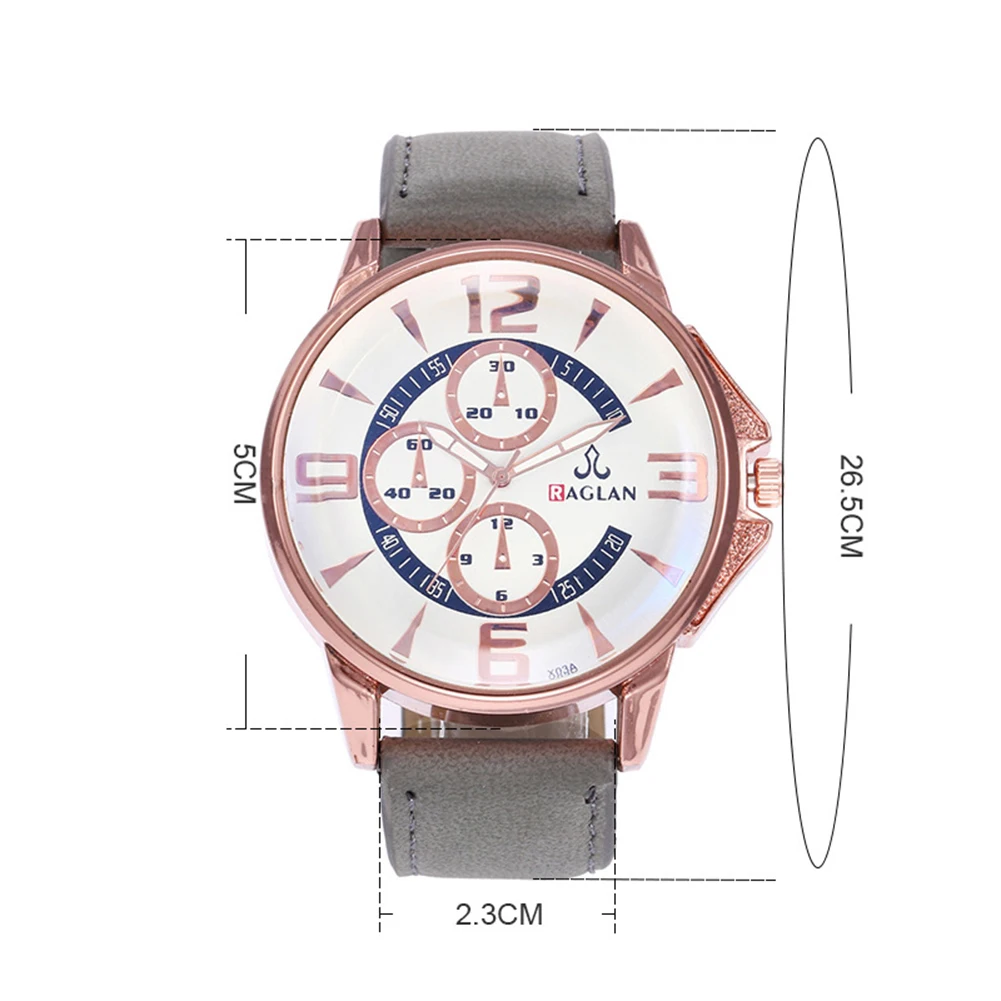 Повседневные мужские арабские цифры Большой Круглый циферблат Кварцевые суб