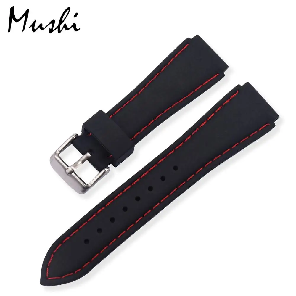 Red Silver Buckle MS силиконовый ремешок для часов черный дайвер ремешок для часов резиновый ремешок для часов с матовой застежкой из нержавеющей стали 20 мм 22 мм ремешок для часов - Цвет ремешка: Red Silver Buckle
