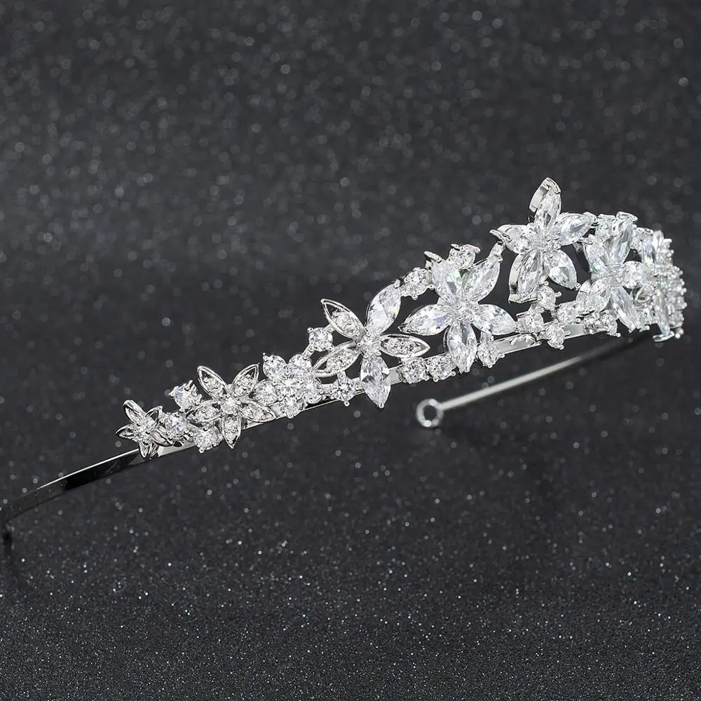 Тиара Свадебная с фианитом Ювелирное Украшение для волос в форме короны девушек