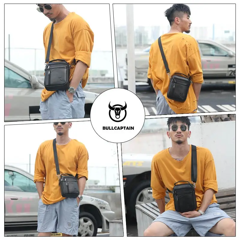 Модные мужские сумки через плечо из 100% натуральной кожи деловые