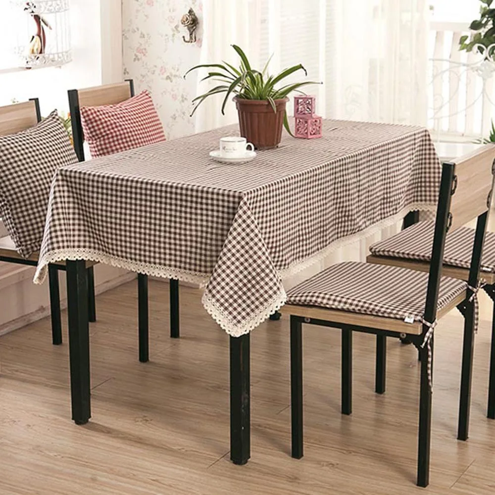 Высококачественная коричневая розовая клетчатая скатерть декоративная
