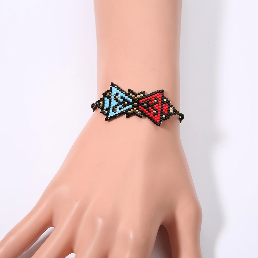 OAIITE Fashion Bracelets Smiley Face Seed Bead Tassel Black Adjustable National style Handmade Bracelet Couple Gift | Украшения и