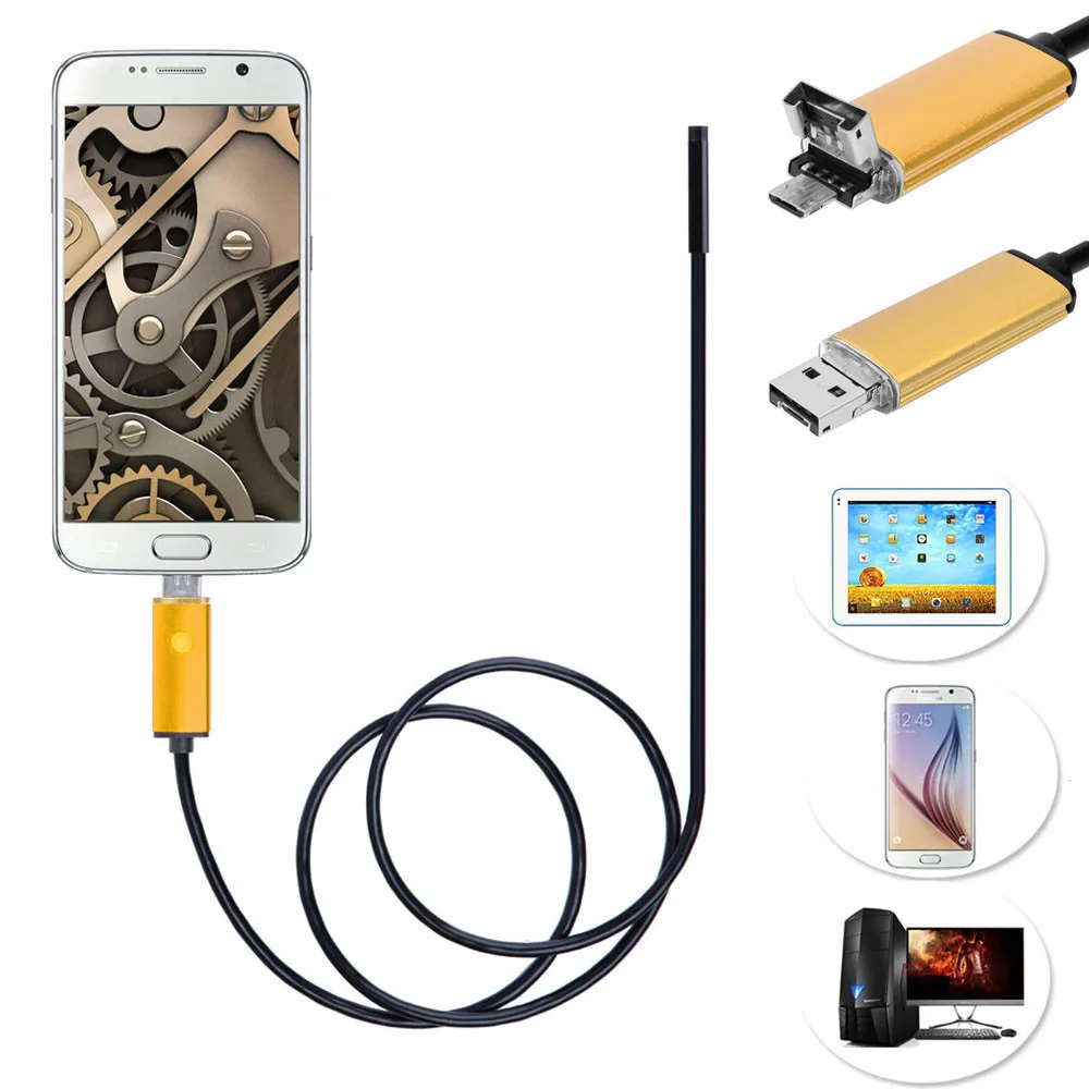 Ouhaobin 2 в 1 Android USB эндоскоп осмотр 7 мм камера 6 светодиодный HD IP67 Водонепроницаемый