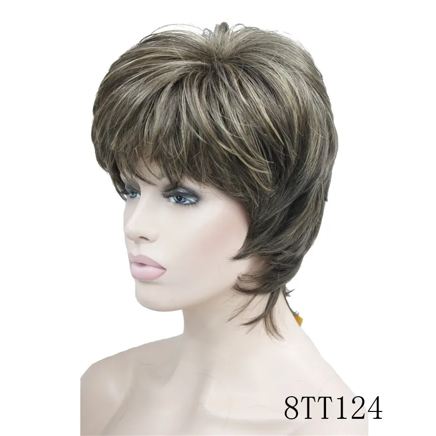 StrongBeauty женские парики натуральный пушистый пепельный блонд короткие прямые волосы синтетический полный парик 7 цветов