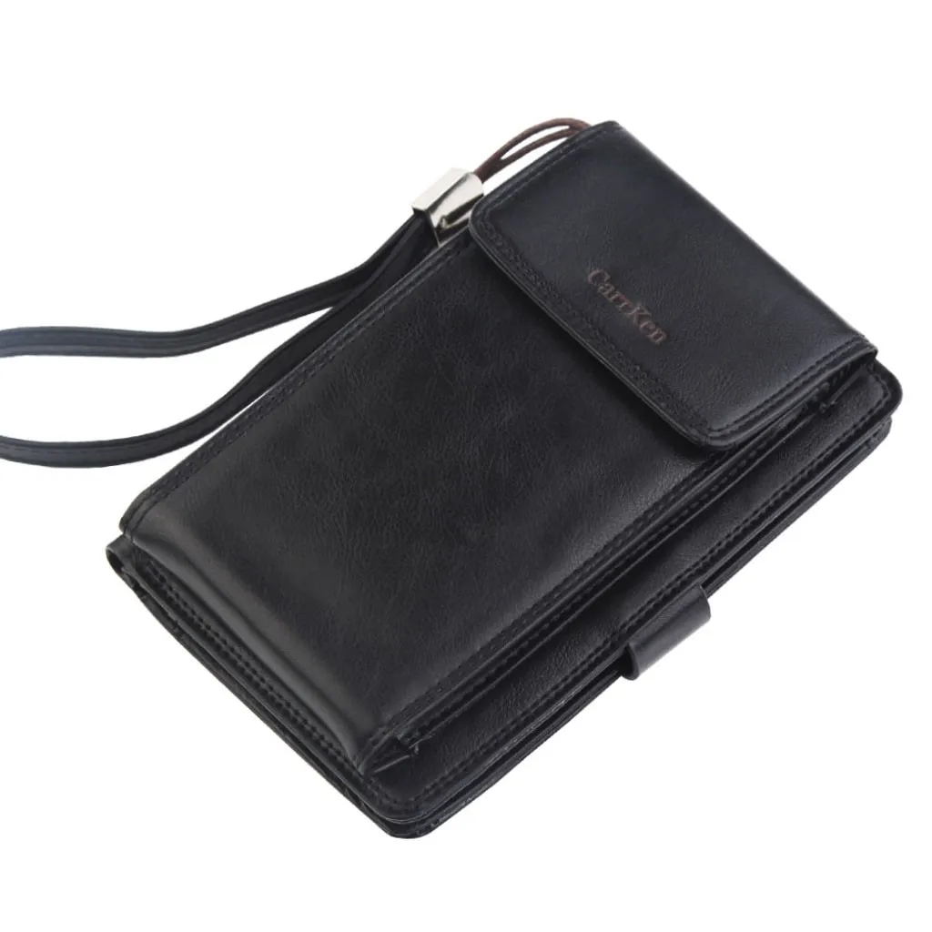 Black Кошелек для телефона, мужские кошельки, кошелек на молнии, Длинный кошелек, кошельки, клатч, сумка, бизнес держатель для карт, Обложка для паспорта, carteira L3 - Цвет: Black
