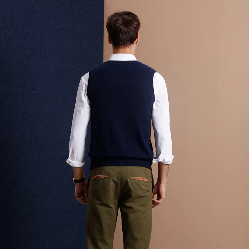 ZHILI Spring and Autumn Men's V-Neck Cashmere Vest | Мужская одежда