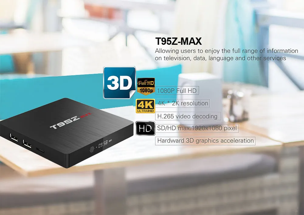 Sunvell T95Z MAX 3 ГБ ОЗУ 32 Гб ПЗУ Android Box Amlogic S912 Восьмиядерный 7 1 TV 4K 2 4G/5G WiFi Smart BOX |