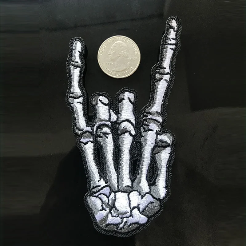 2 шт рок н ролл я люблю тебя палец жеста скелета нашивка в виде руки Аппликация