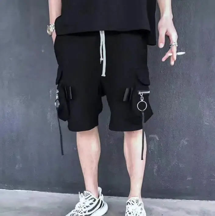 Высококачественные мужские короткие брюки с карманами на молнии тонкие базовые