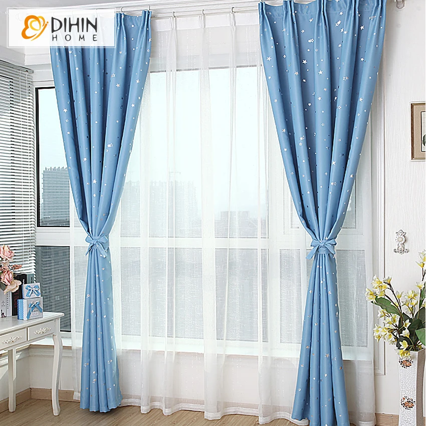 Светонепроницаемые шторы DIHIN HOME 1 панель со звездами для спальни гостиной