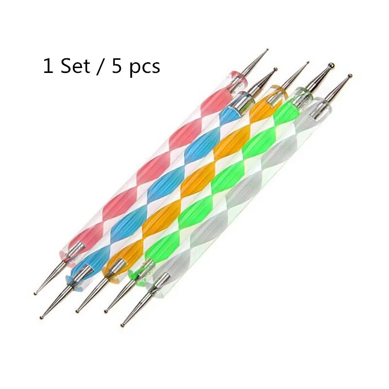 5pcs/set 2 Way Dotting Pen Nail Rhinestones Acrylic Painting Tool Art Decoration | Красота и здоровье