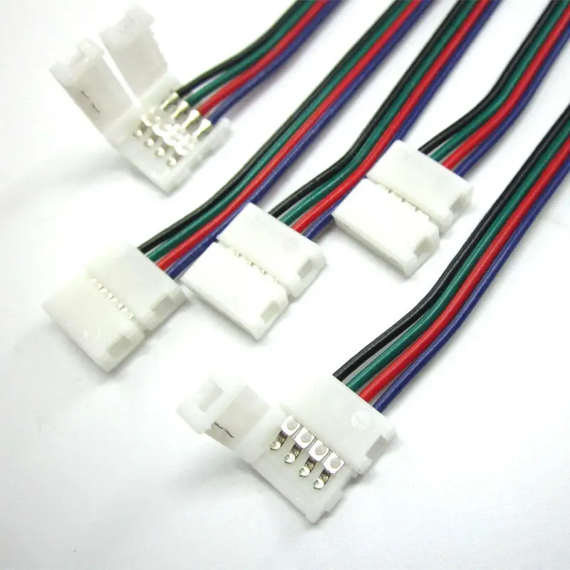 20 шт./лот 10 мм 4-контактный для 5050 RGB СВЕТОДИОДНЫЕ ленты разъем бесплатный пайки easy