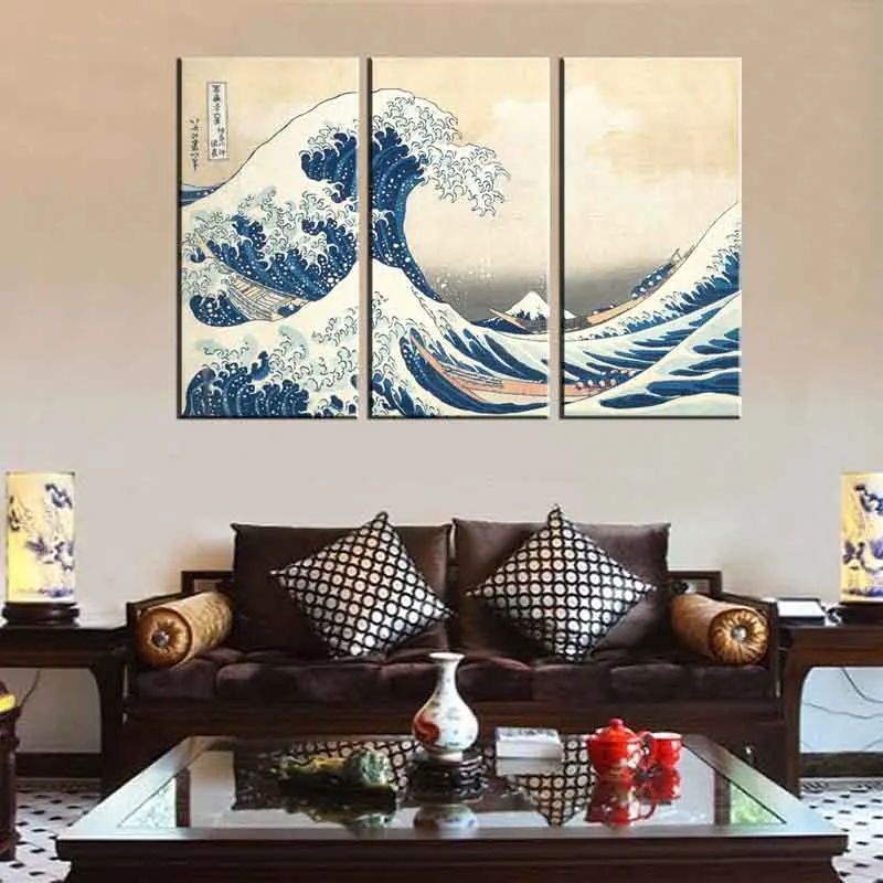 Известный Ukiyo-e Kanagawa холст для серфинга с принтом в японском стиле волнистый