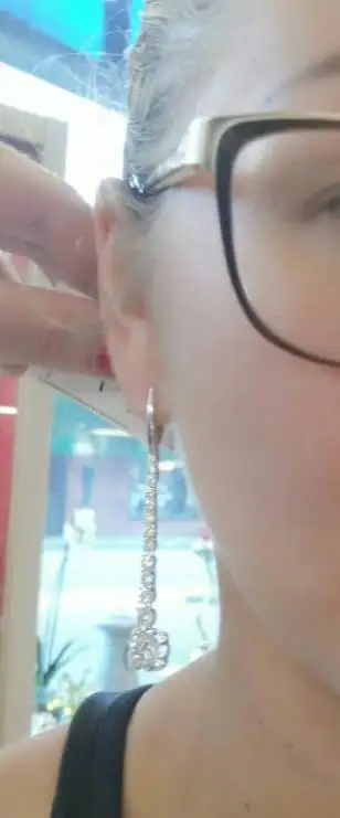 Серьги подвески женские из белого золота с муассанитом 18 к|Серьги-подвески| |