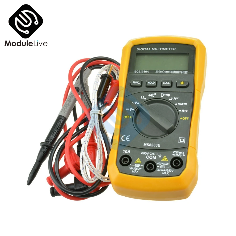 

HYELEC MS8233E Portable Multifunction Digital Multimeter LCD AC/DC Ammeter Capacitance Voltmeter Temperature multimeter Tester