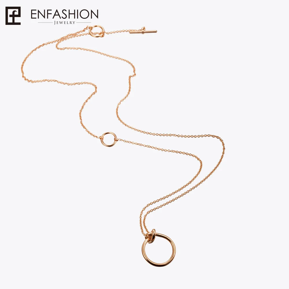 Rose gold color Enfashion, Классические Подвески с узором из узлов, ожерелье, s, нержавеющая сталь, золотой цвет, колье, ожерелье для женщин, длинная цепочка, ювелирное изделие, колье - Окраска металла: Rose gold color