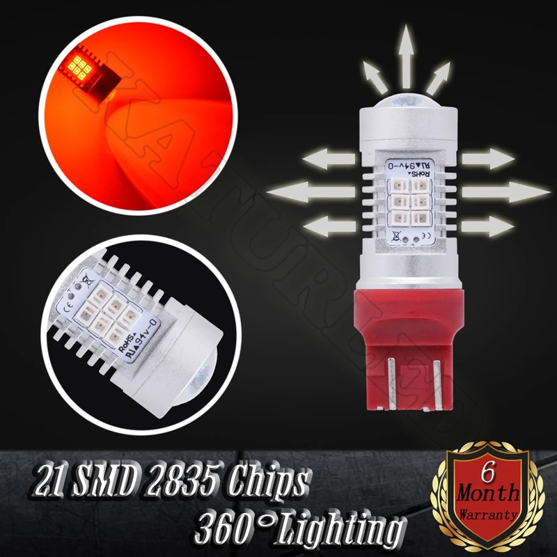 2x T20 7443 580 Высокая мощность 80 Вт Чрезвычайно яркий 21 SMD 2835 чипы W21/5 светодиодный