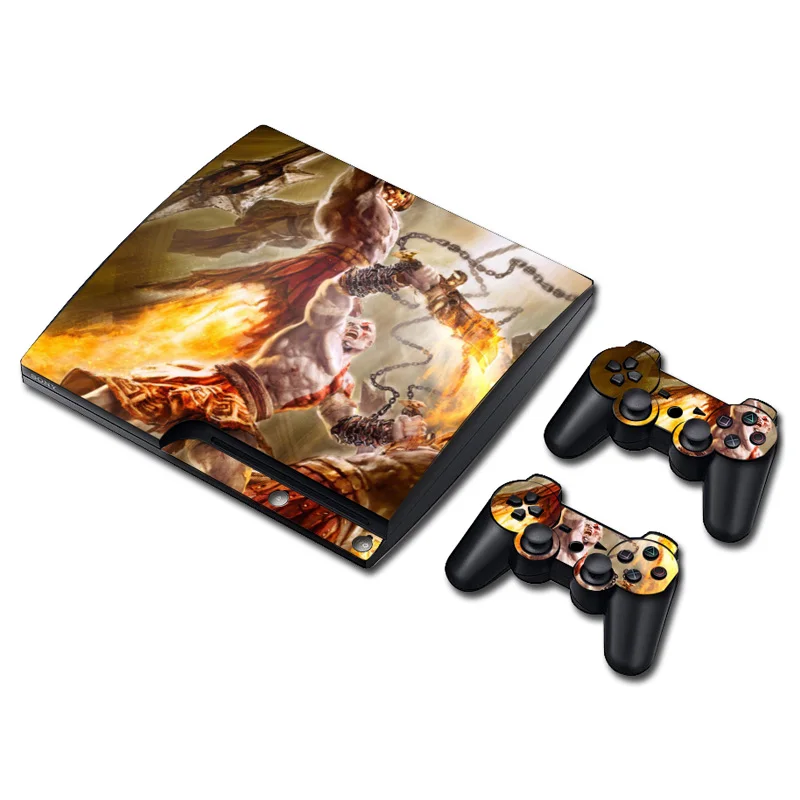 God of War Custom Sticker Viny Host Protective Film Skin Case &amp2x Controller Decals For Sony Playstation3 PS3 Slim Console |
