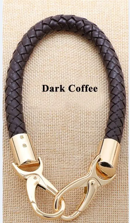 dark coffee Новинка 1 шт 40 см ручки для замены из искусственной кожи Плетение короткий ремень сумка аксессуары 17 цветов Золото Серебро фурнитура - Цвет: dark coffee