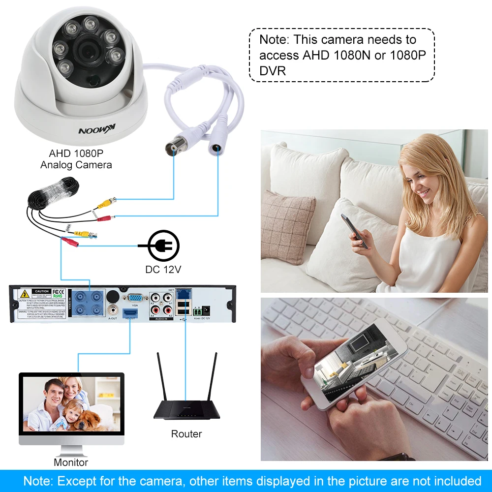 KKmoon 1080P AHD купольная CCTV камера 2.0MP 1/2.8 ''CMOS 6 шт. Массив ИК светодиодов ночного