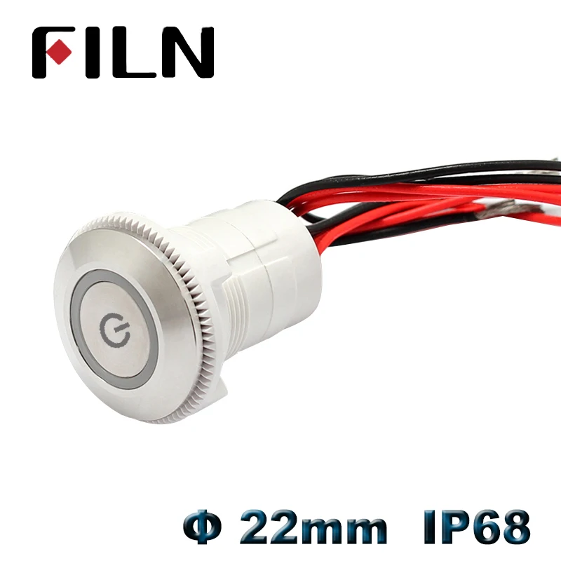 Металлический кнопочный переключатель из нержавеющей стали, 22 мм, ведущий водонепроницаемый IP68, стандартный открытый переключатель