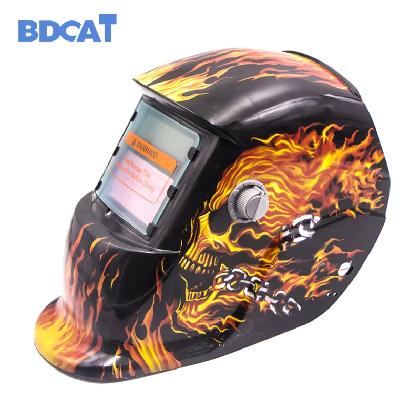 BDCAT Skull Solar Auto Darkening MIG MMA Electric Welding Mask/Helmet/welder Cap/Welding Lens for Welding Machine
