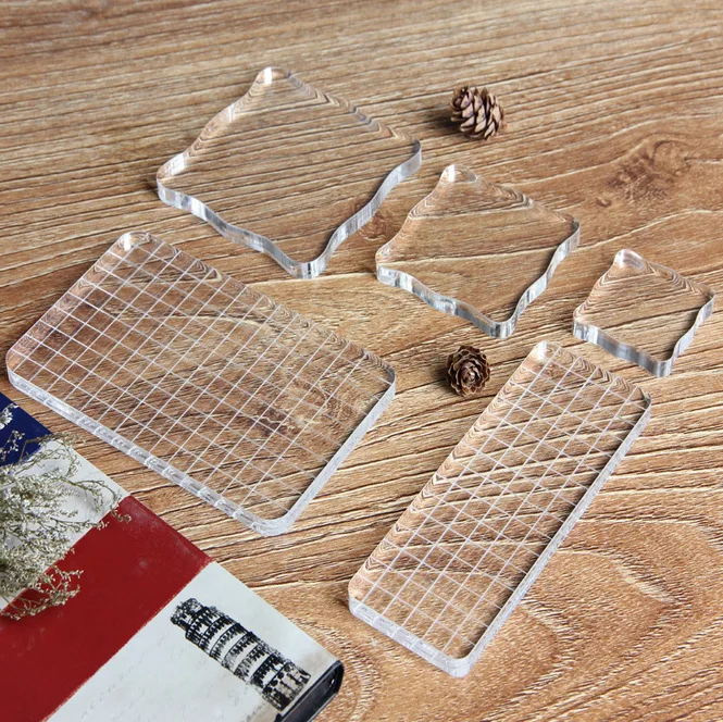 

High Quality Crystal Stamp Handle Seal Stamping Accessories Large Transparent Acrylic Board Work with Slicone Stamps and Inkpad