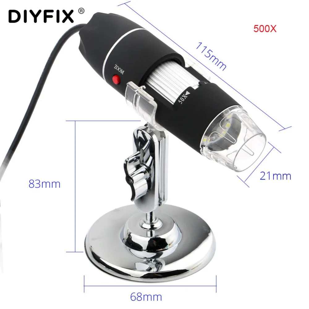DIYFIX электронный 8 LED 1000X/500X USB цифровой микроскоп Эндоскоп камера зум Лупа с