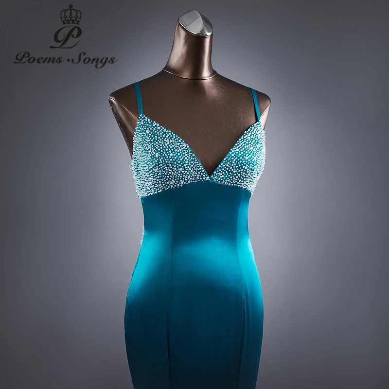 Poemssongs очень сексуальный стиль спины яркий сатиновый Вечерние платья Вечернее