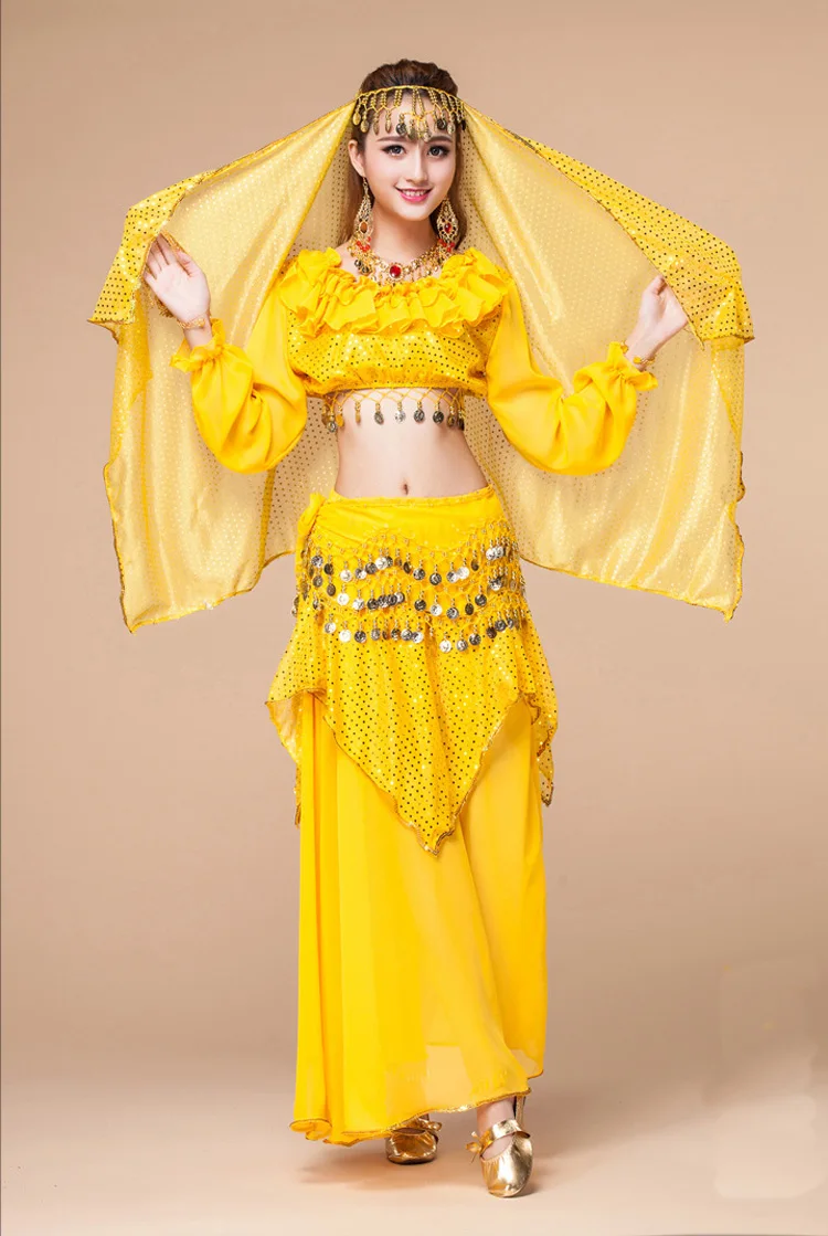 Костюм для танца живота 2 шт./7 шт. танцевальная одежда выступлений Индийский