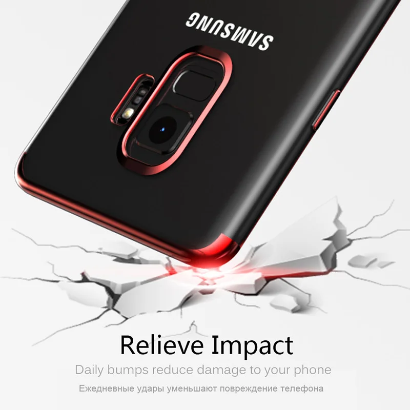 For Samsung Galaxy S7 S8 Case Luxury Original Ultra Thin Anti Knock Soft Transparent edge S9 plus |