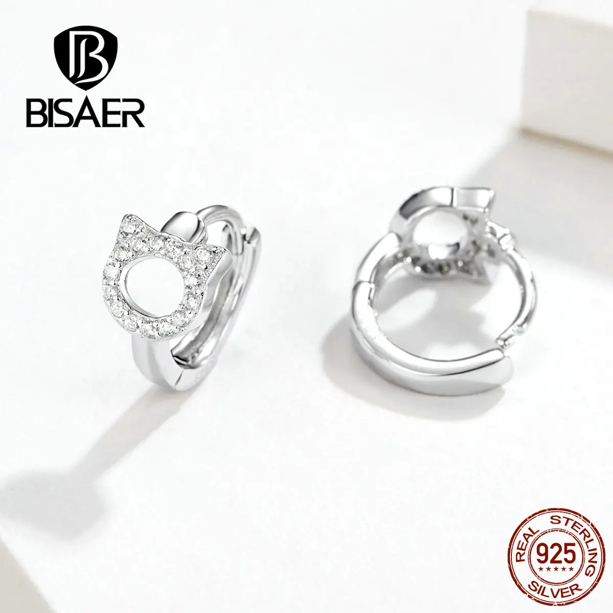 Серьги-гвоздики женские из серебра 925 пробы в виде кошки | Украшения и аксессуары
