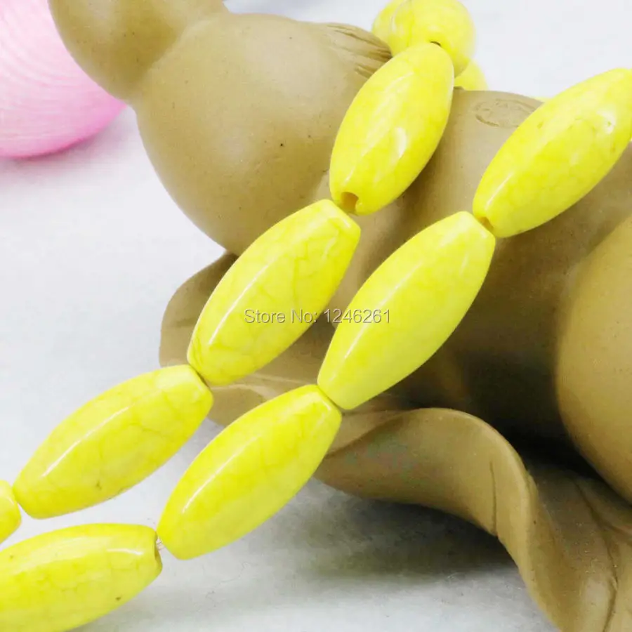 

8x19mm Ornaments Howlite Yellow Turkey Stone DIY Loose Beads Stone Rice Accessory Parts 15inch Jewelry Making Lucky Gifts Gems