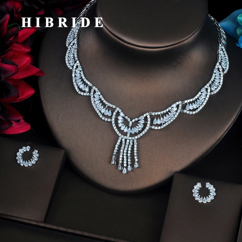 Роскошный дизайн HIBRIDE полный кубический цирконий AAA Женские Ювелирные наборы