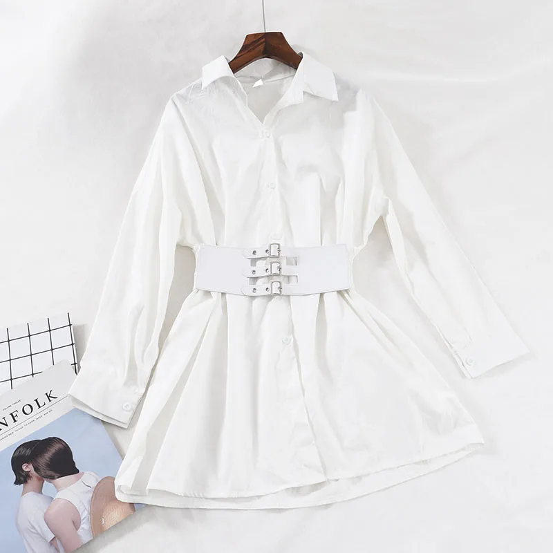 2019 новые модные женские платья сплошной цвет свободные тонкая талия платье G728 |