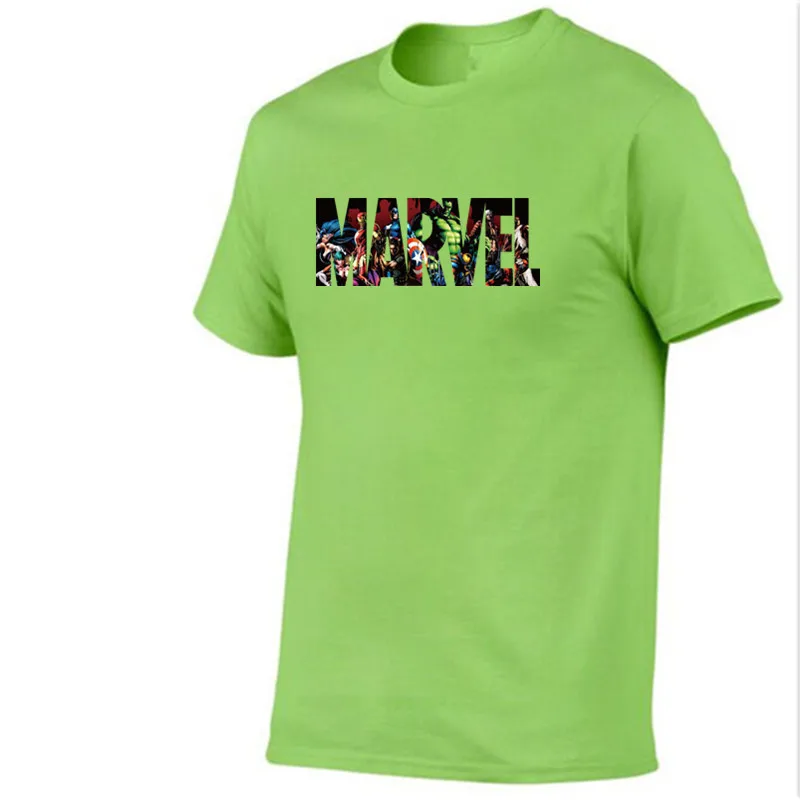 Новая мода Marvel футболка с короткими рукавами Для мужчин супергероя принт круглым