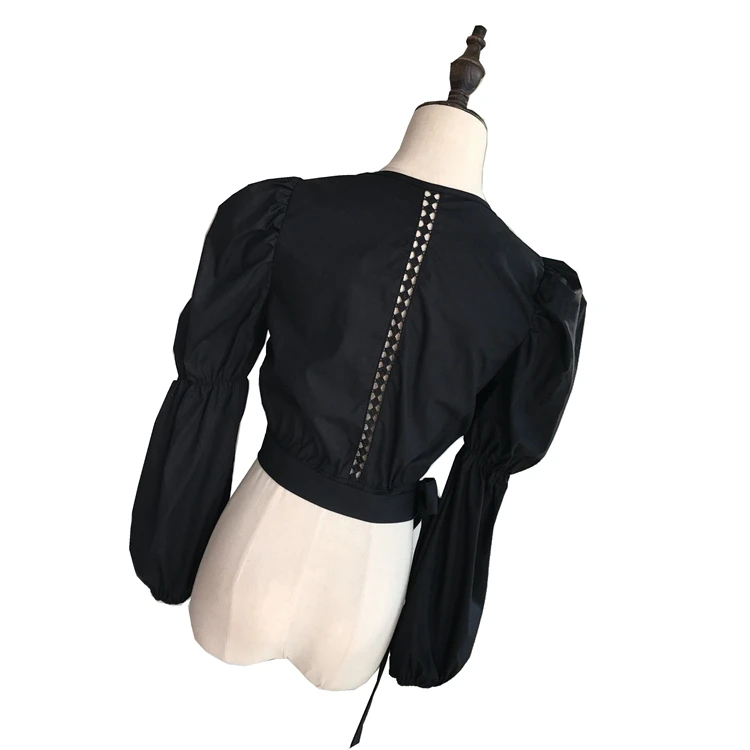 ALPHALMODA Женская Осенняя рубашка в полоску с v-образным вырезом и длинными рукавами