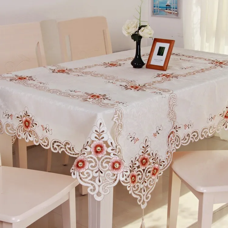 Скатерть из полиэстера с цветочной вышивкой 72*108 дюйма | Дом и сад