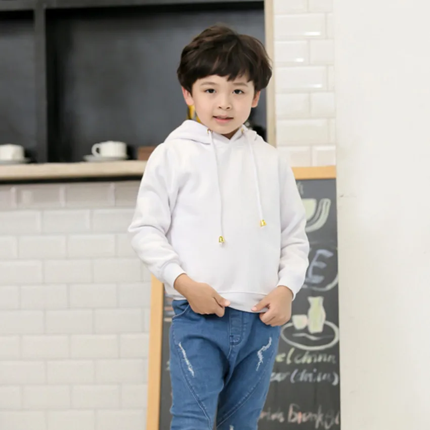 Простая верхняя одежда для мальчиков черный пуловер толстовки Детская унисекс