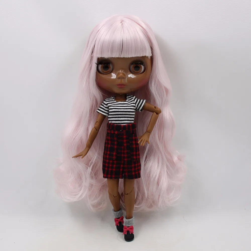 Ледяная кукла DBS Blyth 1/6 bjd супер черная кожа тон бледно розовые волосы совместное