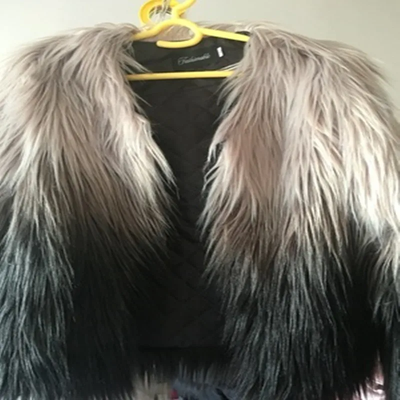 

New 2019 spring fashion color blocked faux fox fur coat women nine quarter fur jacket manteau fourrure femme size s-xl MY3