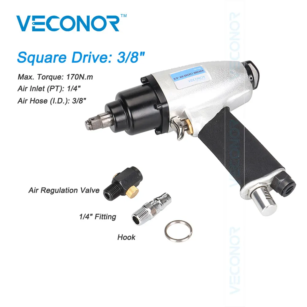 Пневматический гаечный ключ, 3/8 дюйма, Нм