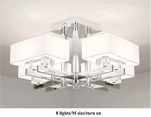 8 lights-S size Современный, хромированный, металлический светодиодный потолочный светильник для гостиной s тканевые Абажуры для столовой светодиодный потолочный светильник для гостиной потолочный светильник - Цвет корпуса: 8 lights-S size