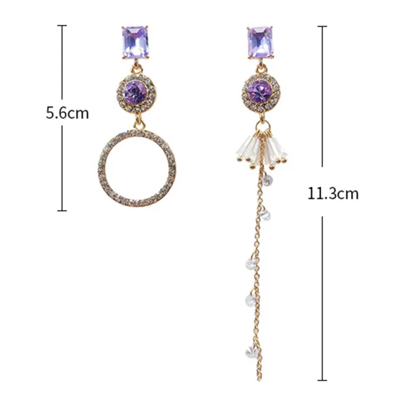 

Boho Crystal Zircon Drop Earrings Asymmetric Tassel Earrings For Women Wedding Jewelry Long Dangle Earrings Female