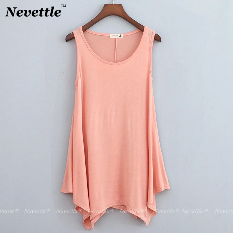 Nevettle Большие размеры Для женщин без рукавов Нерегулярные Топы модальный хлопок